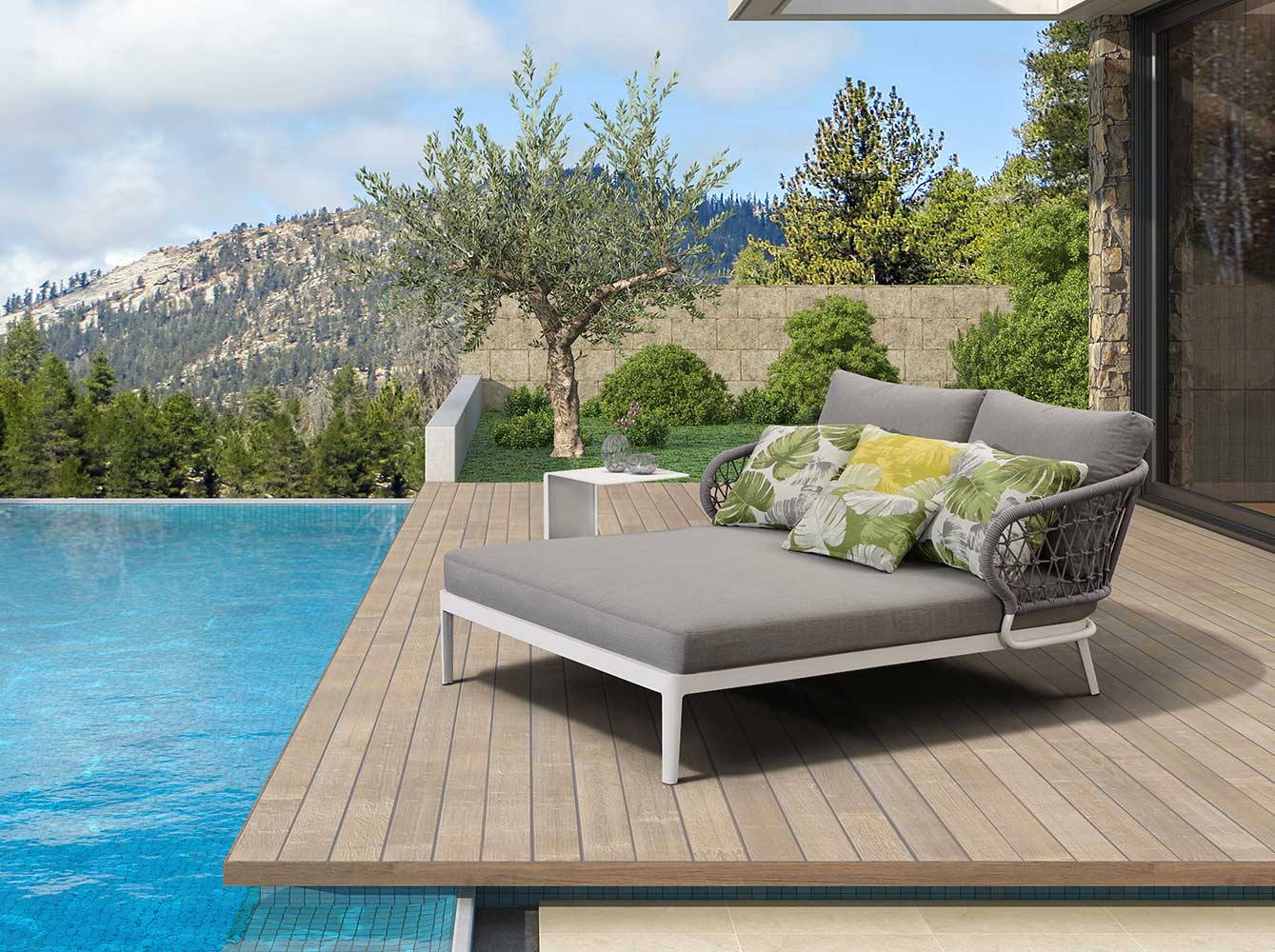 Outdoor Furniture Rope Double Sun Lounger 