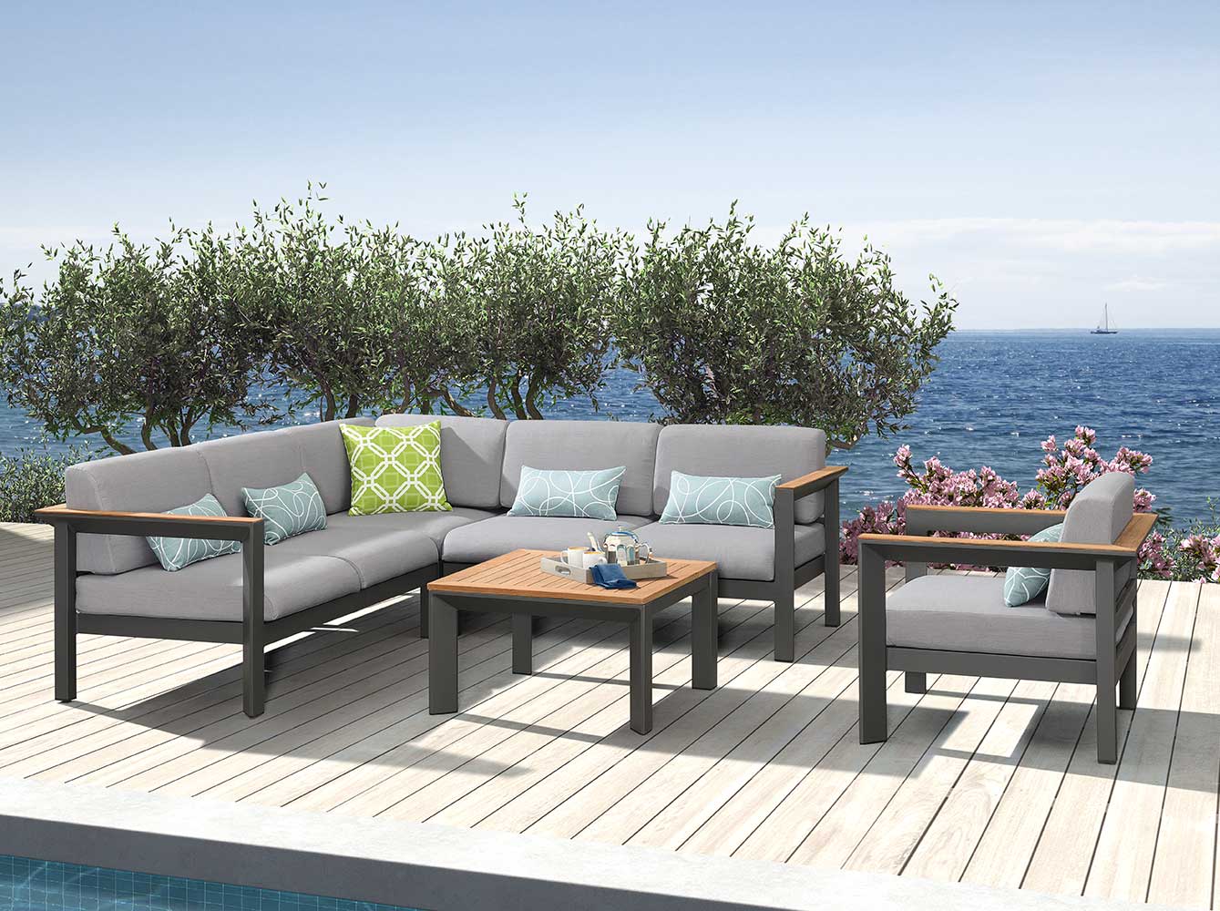Classical And Morden Garden Teak Corner Sofa 