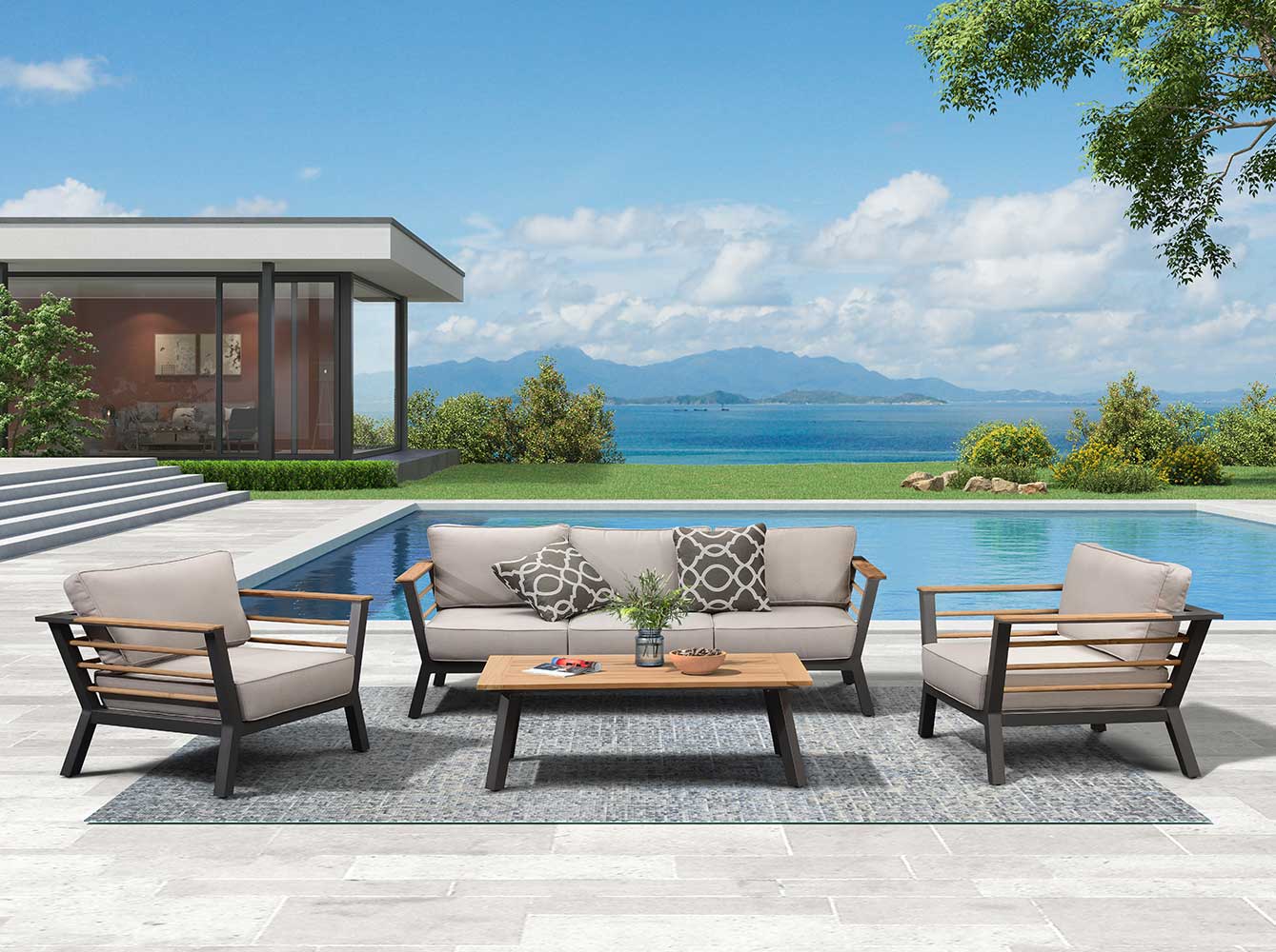 Villa Furniture Outdoor Leisure Teak Sofa 