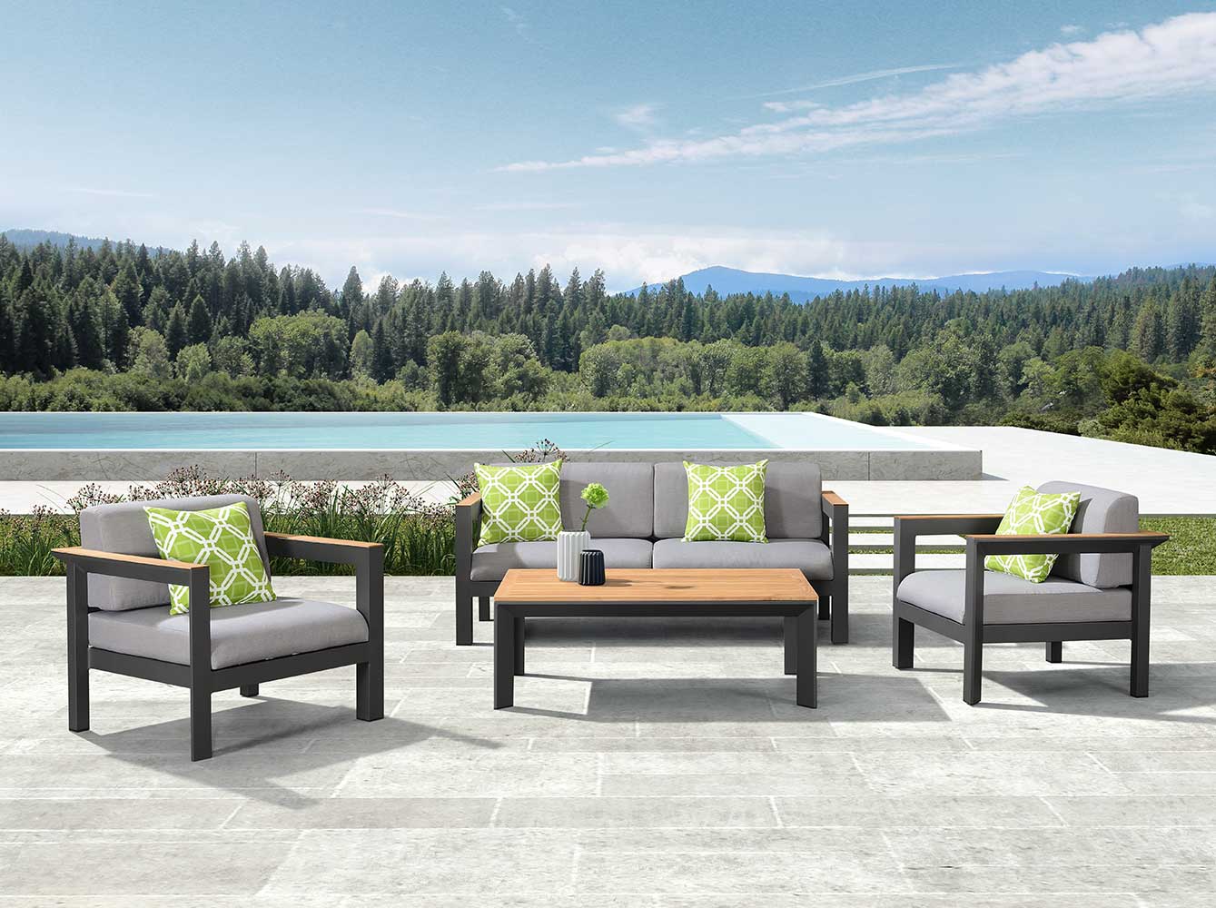 Designer Simple Teak Outdoor Patio Sofa Set