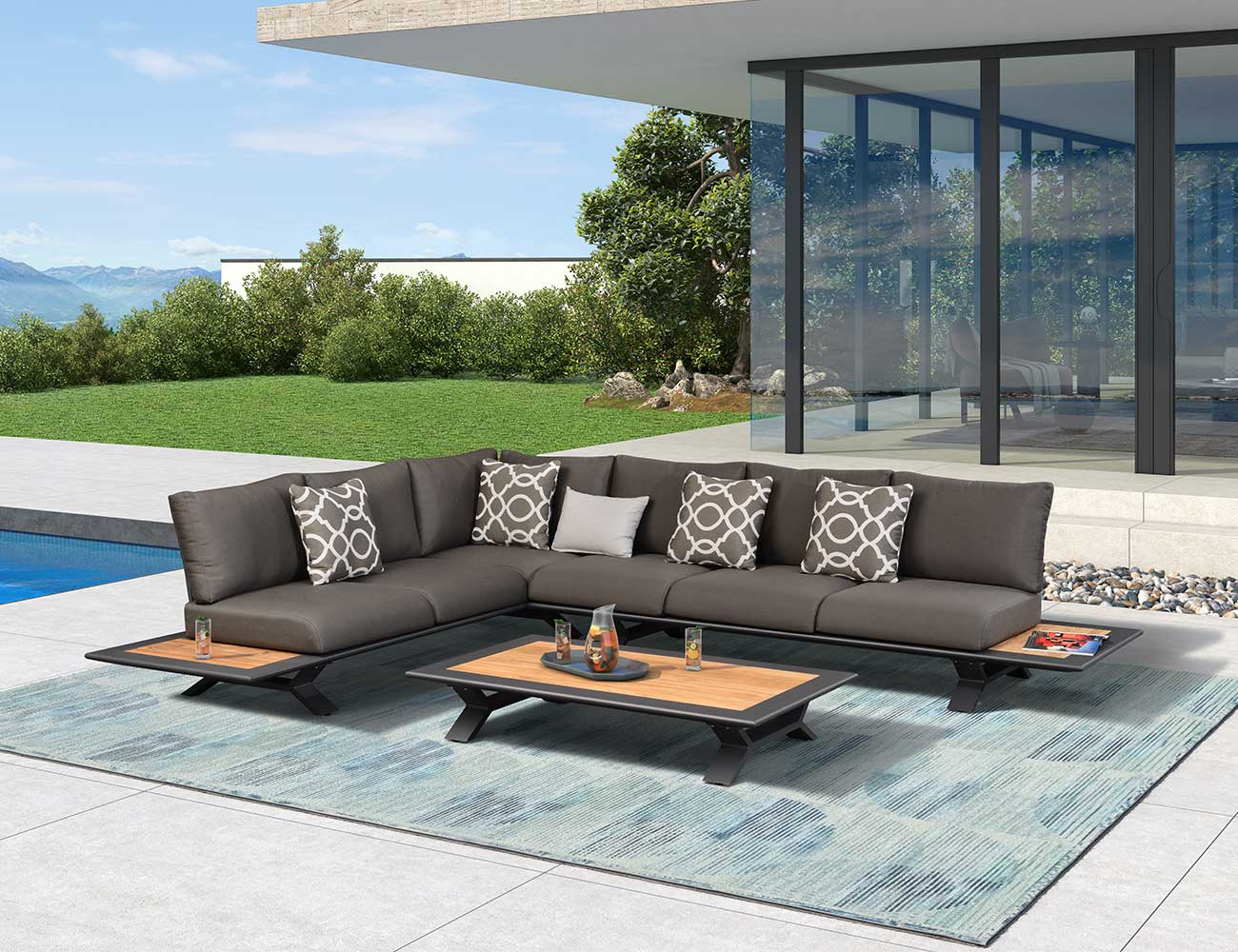 Classic Design Outdoor Fabric Corner Sofa