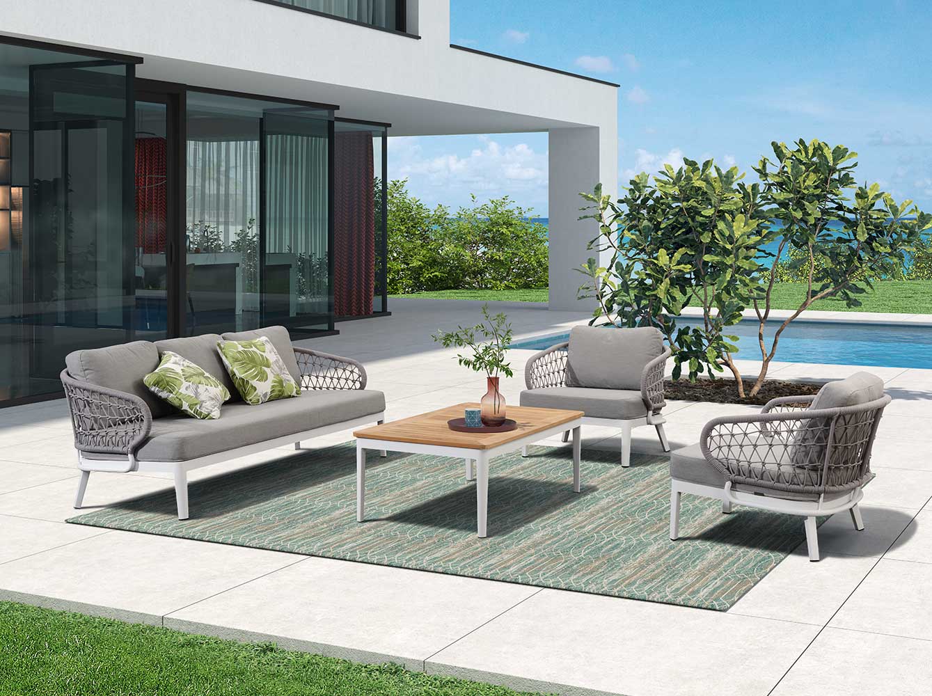 Unique Design Grey Garden Rope Sofa 