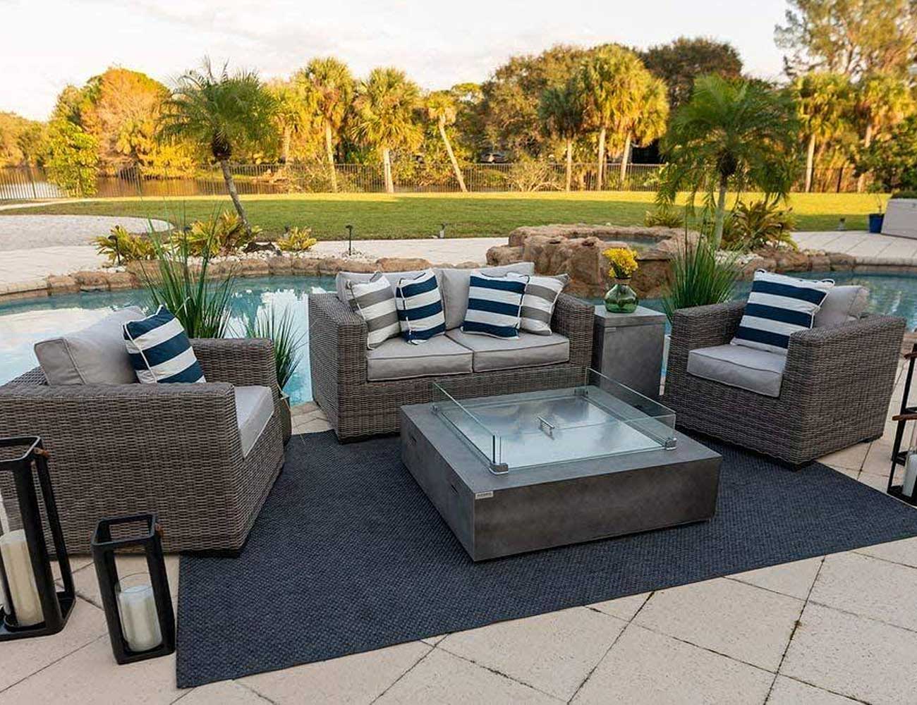 Modern Rectangular Patio Firepit table